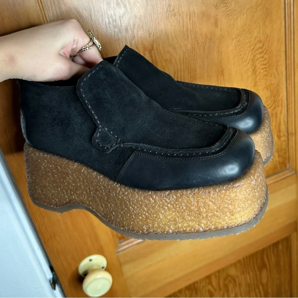 moncler alina suede ankle chunky platform boots